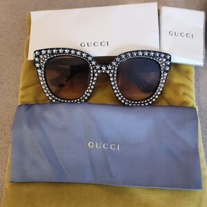 Gucci Black Starry Embellished Sunglasses